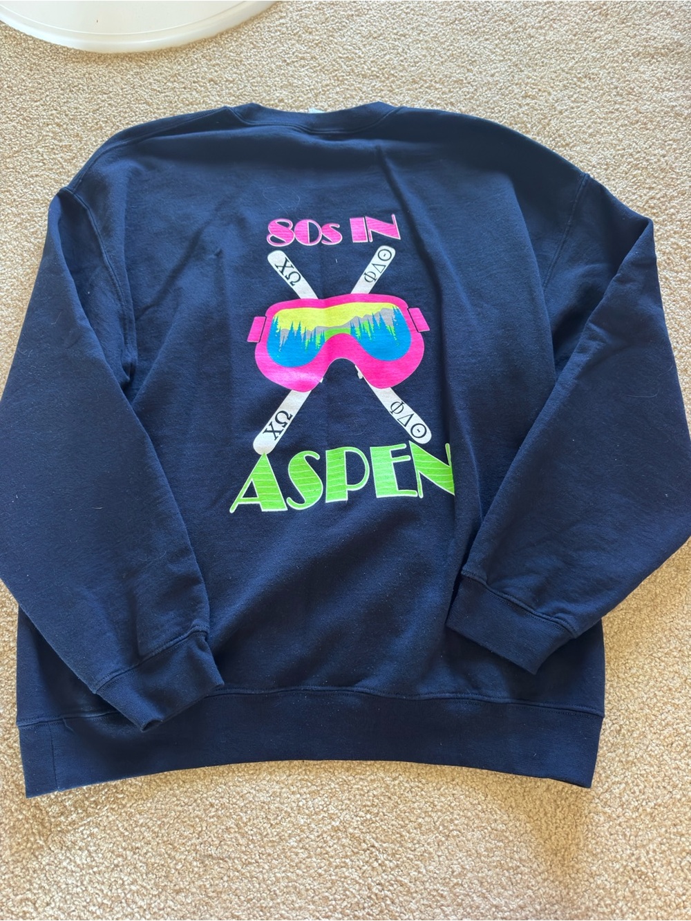 Navy '80s Aspen Graphic Sweatshirt Chi Omega